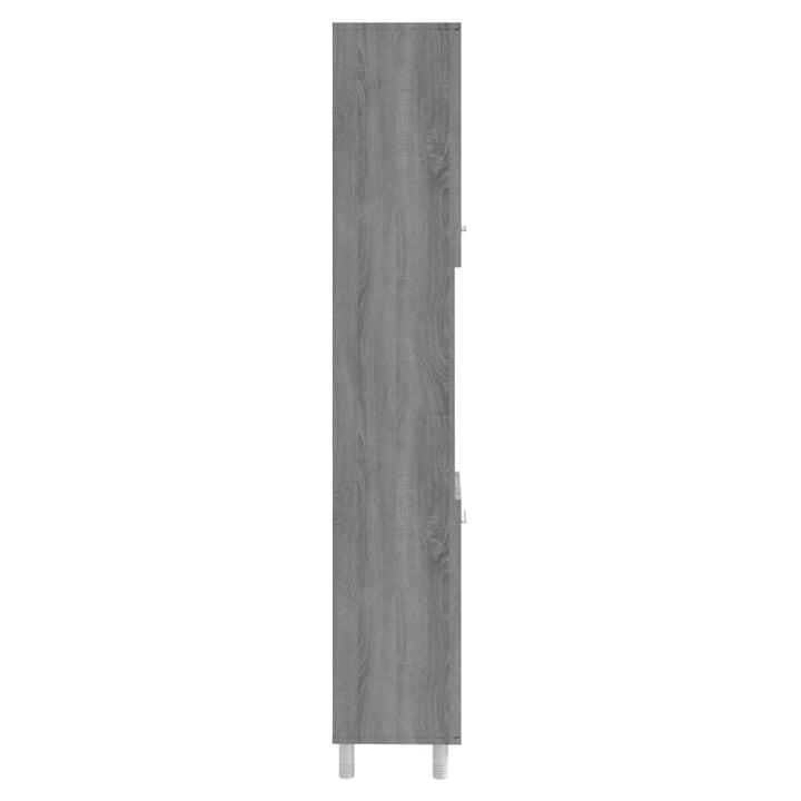 Badkamerkast 30x30x179cm bewerkt hout grijs sonoma eikenkleurig