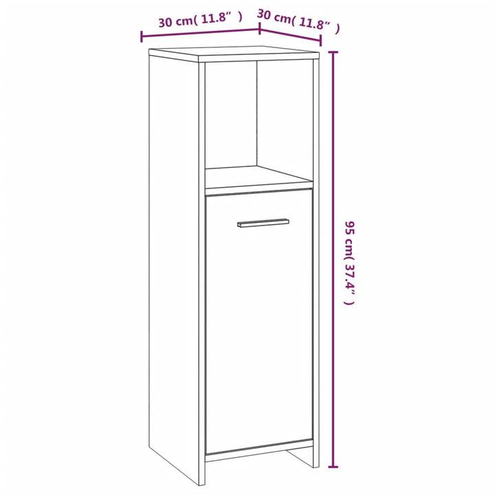 Badkamerkast 30x30x95 cm bewerkt hout gerookt eikenkleurig