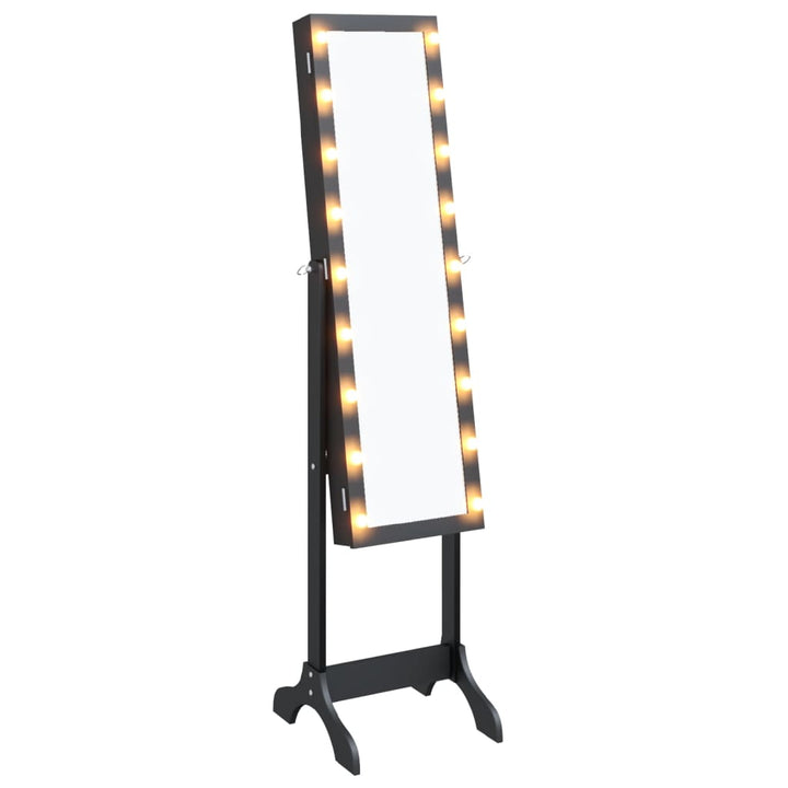 Spiegel vrijstaand met LED's 34x37x146 cm zwart
