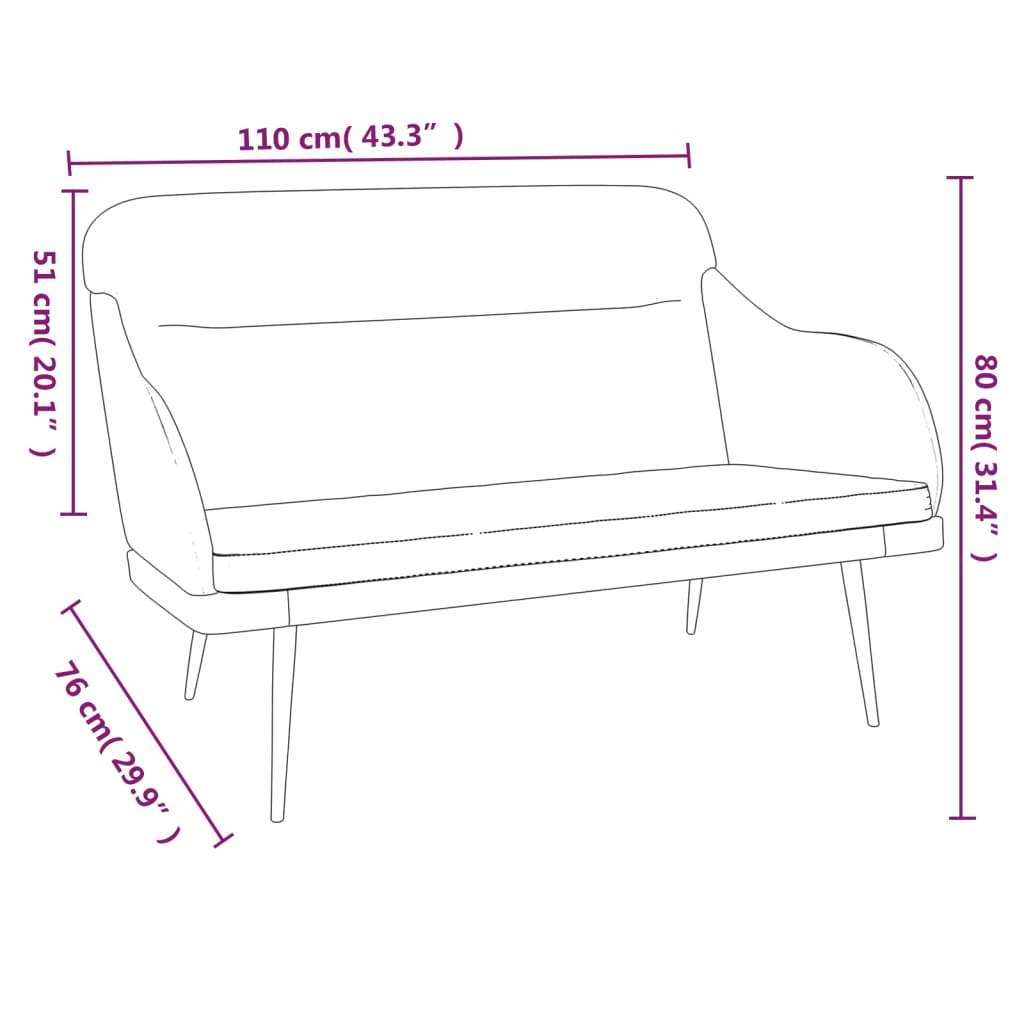 Bankje 110x76x80 cm fluweel donkergrijs