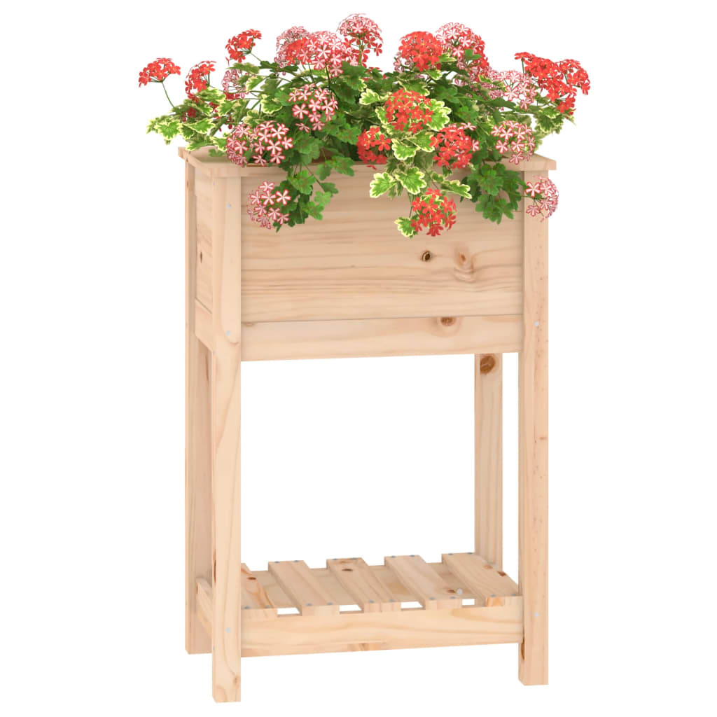 Plantenbak met schap 54x34,5x81 cm massief grenenhout