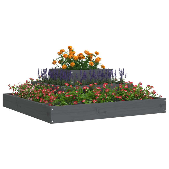 Plantenbak 80x80x27 cm massief grenenhout grijs