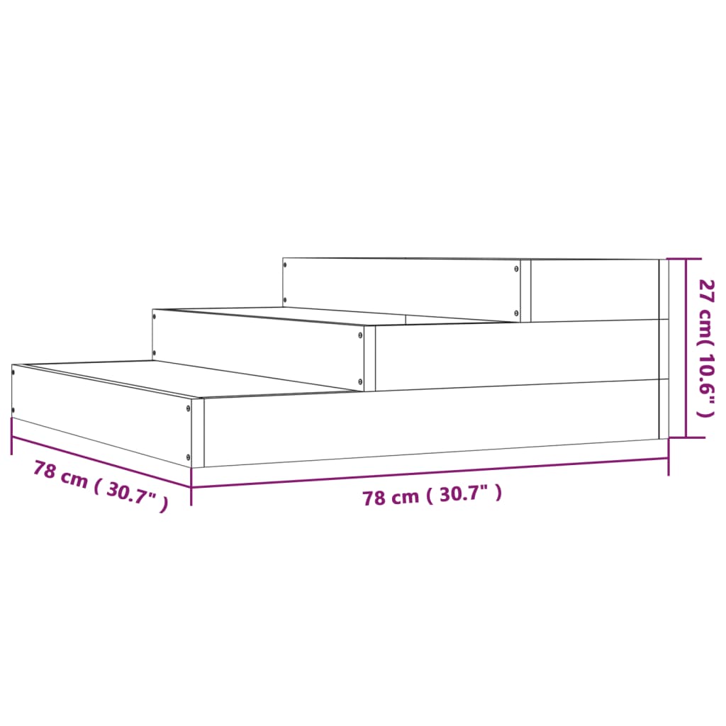 Plantenbak 78x78x27 cm massief grenenhout zwart