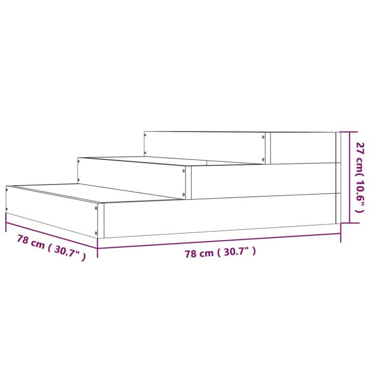 Plantenbak 78x78x27 cm massief grenenhout zwart