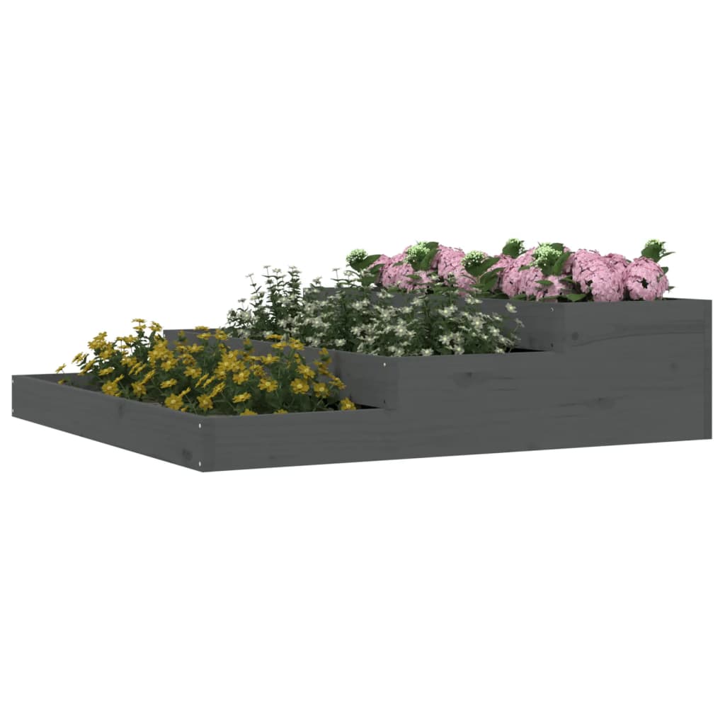 Plantenbak 107x107x27 cm massief grenenhout grijs