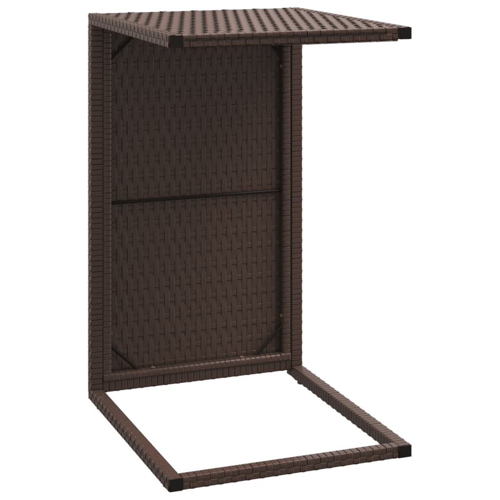 Bijzettafel C-vormig 40x35x60 cm poly rattan bruin