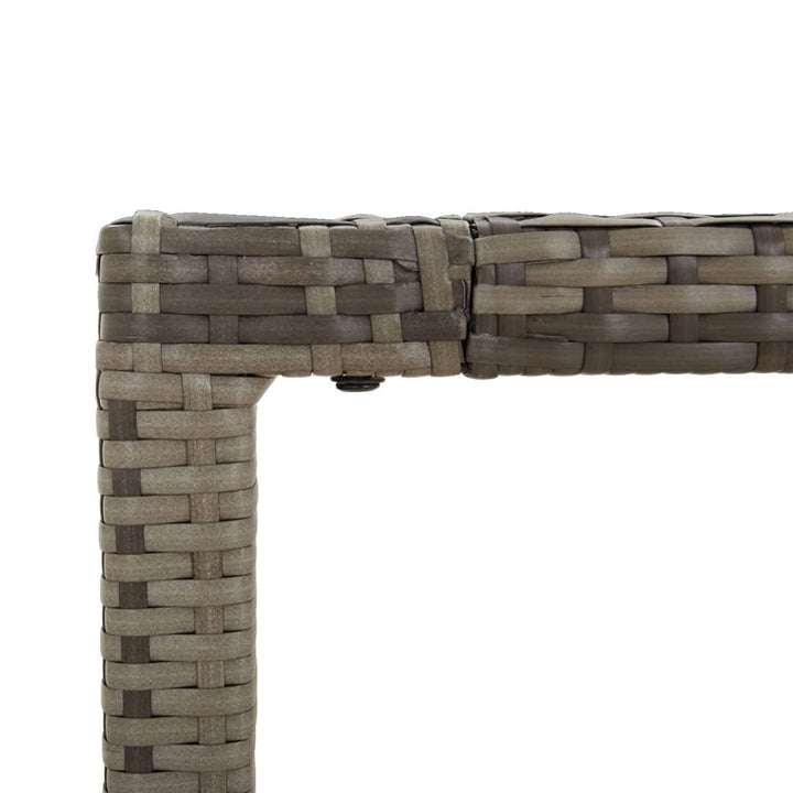 Tuintafel met houten blad 190x90x75 cm poly rattan grijs