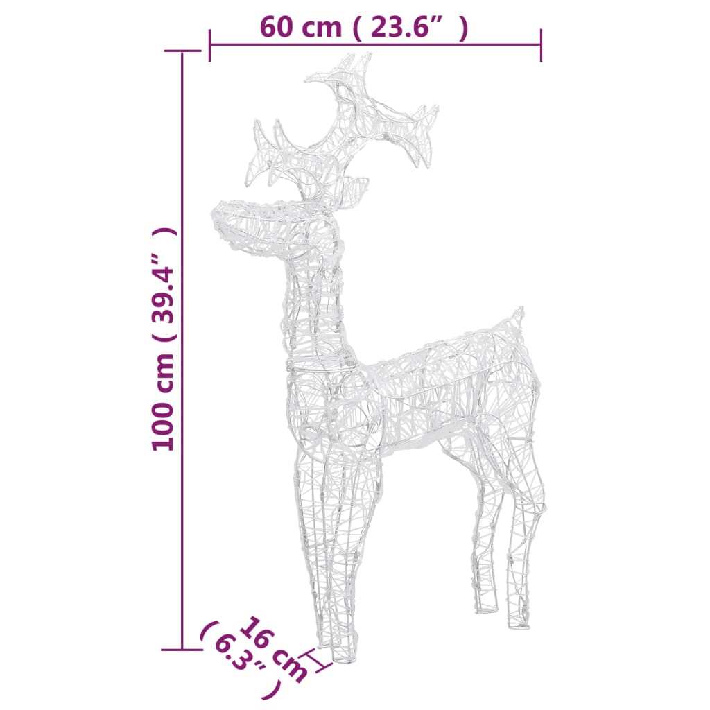 Kerstversiering rendier 3 st 60x16x100 cm acryl