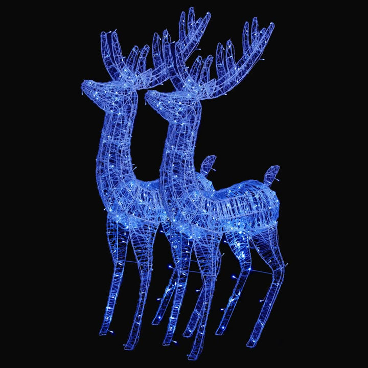 Kerstdecoratie rendier XXL 2 st 250 LED's blauw 180 cm acryl