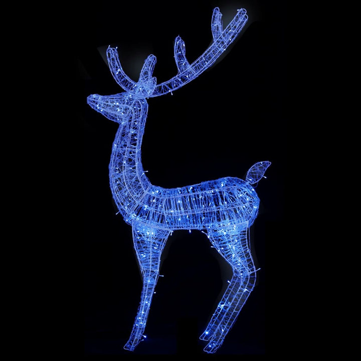 Kerstdecoratie rendier XXL 3 st 250 LED's blauw 180 cm acryl