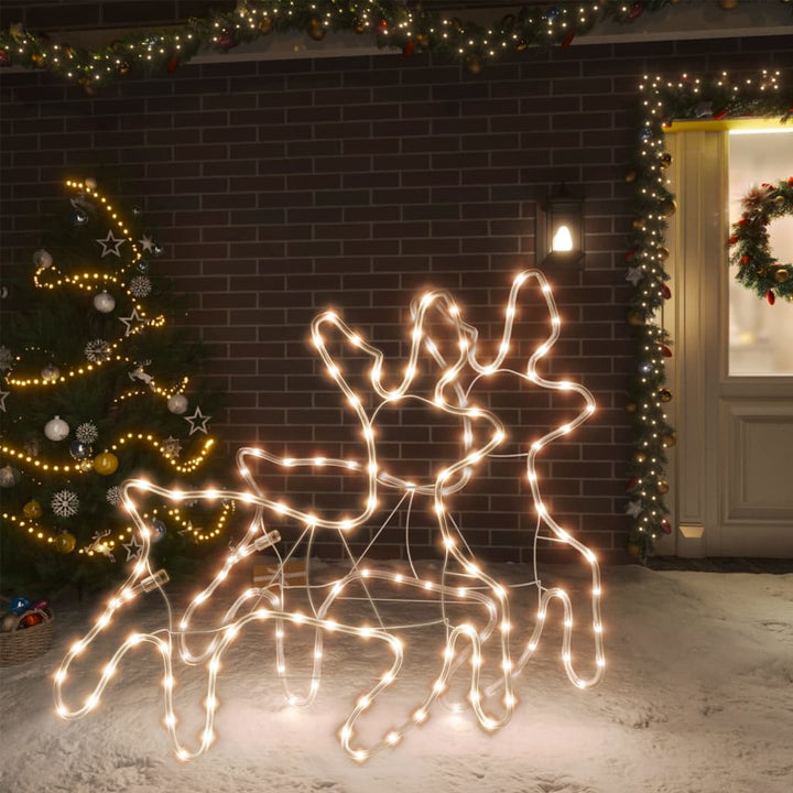 Kerstfiguur rendier met LED's 2 st 57x55x4,5 cm warmwit