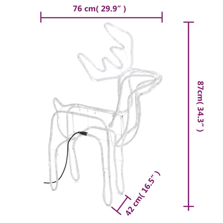 Kerstfiguur rendier 3 st 76x42x87 cm warmwit