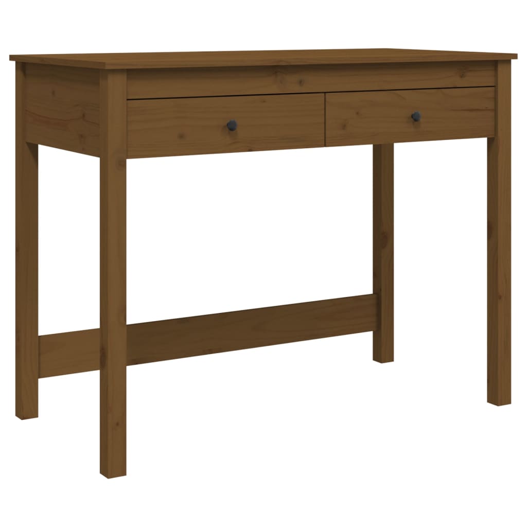 Bureau met lades 100x50x78 cm massief grenenhout honingbruin