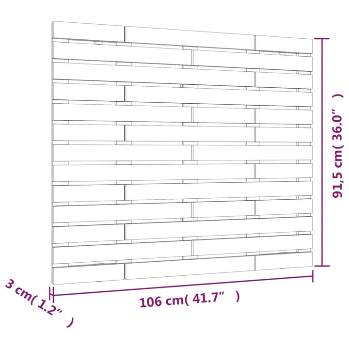 Hoofdbord wandmontage 106x3x91,5 cm massief grenenhout wit