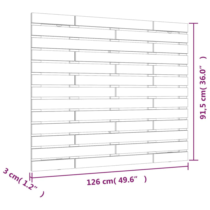 Hoofdbord wandmontage 126x3x91,5 cm massief groenhout