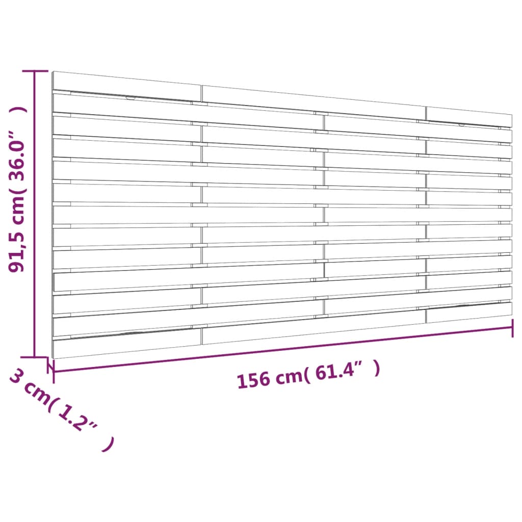 Hoofdbord wandmontage 156x3x91,5 cm massief groenenhout grijs