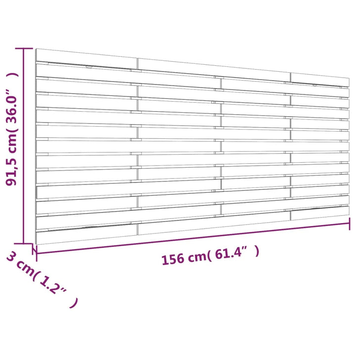 Hoofdbord wandmontage 156x3x91,5 cm massief grenenhout grijs