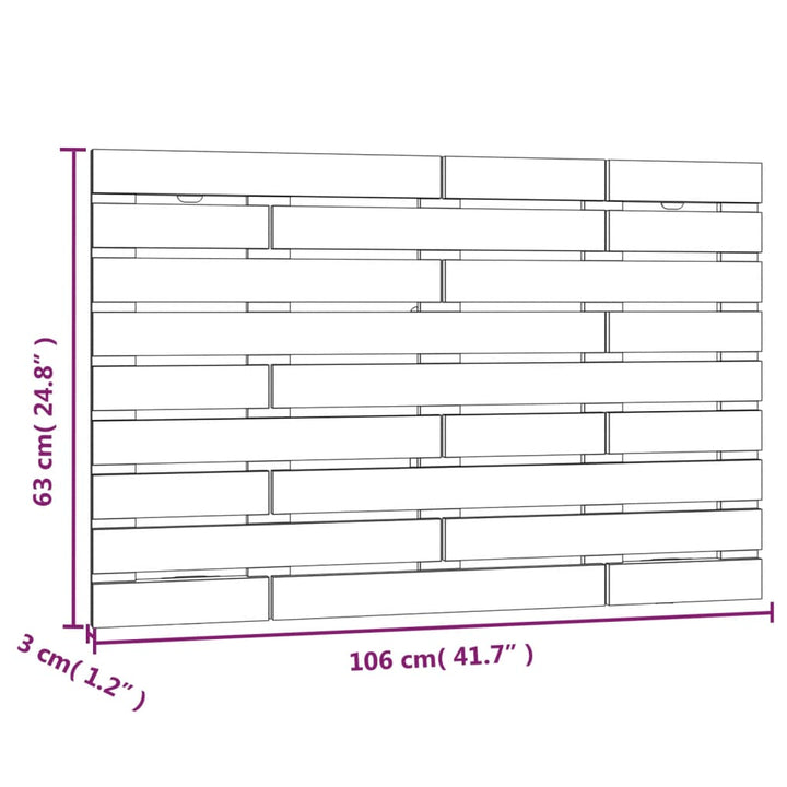 Hoofdbord wandmontage 106x3x63 cm massief grenenhout wit