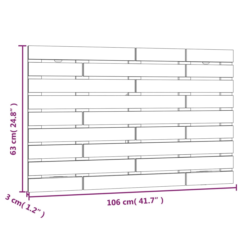 Hoofdbord wandmontage 106x3x63 cm massief groenenhout zwart