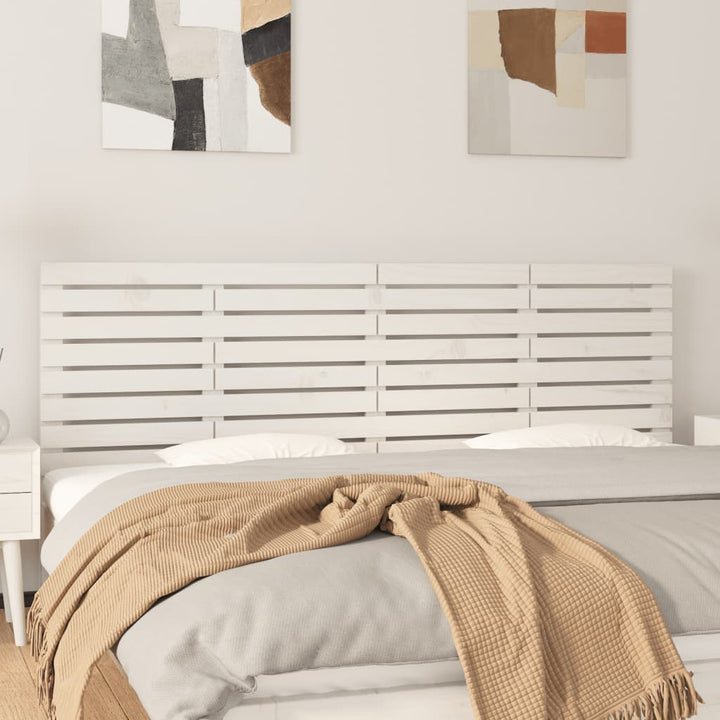 Hoofdbord wandmontage 206x3x63 cm massief grenenhout wit