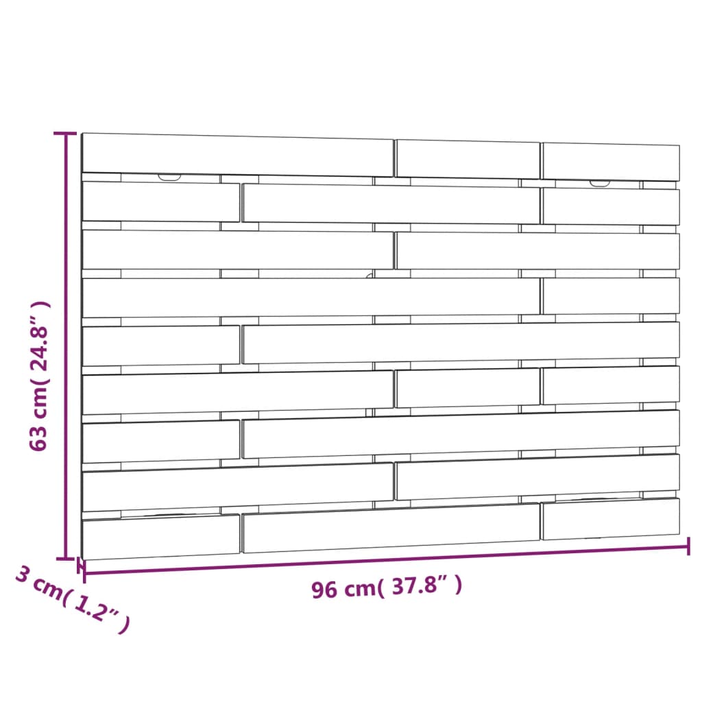 Hoofdbord wandmontage 96x3x63 cm massief grenenhout