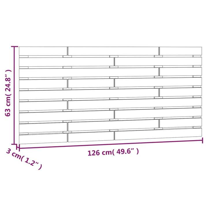 Hoofdbord wandmontage 126x3x63 cm massief groenenhout grijs