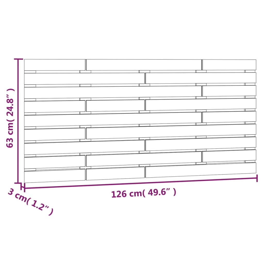 Hoofdbord wandmontage 126x3x63 cm massief groenenhout zwart