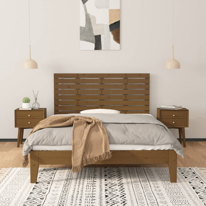 Hoofdbord wandmontage 146x3x63 cm grenenhout honingbruin