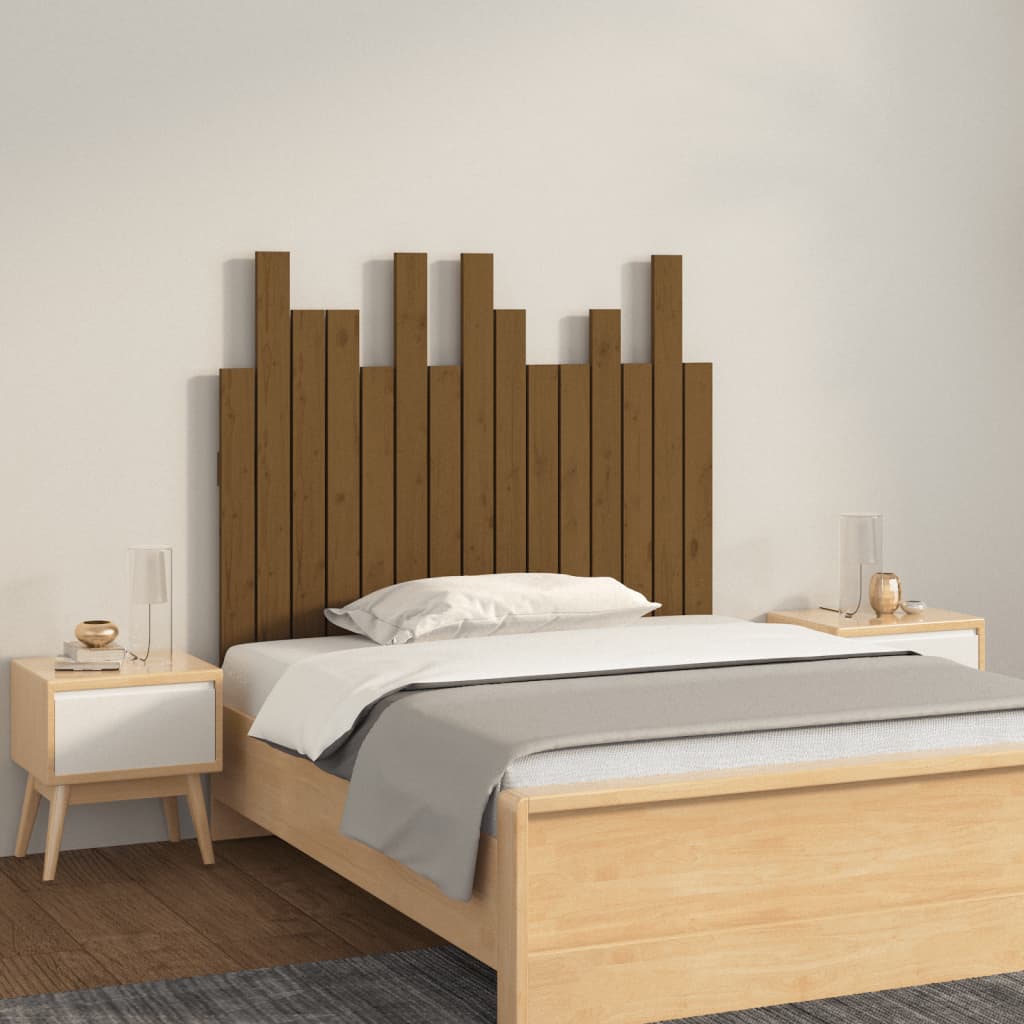 Hoofdbord wandmontage 95,5x3x80 cm grenenhout honingbruin