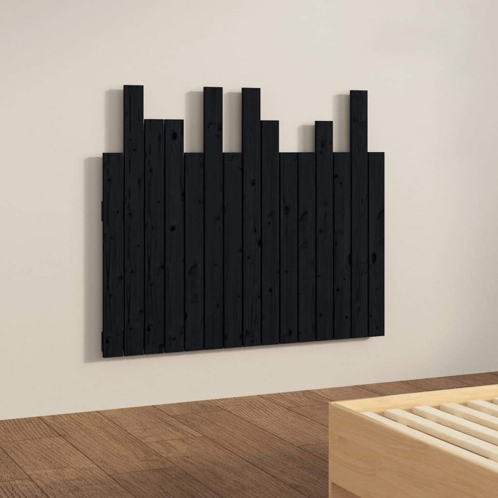 Hoofdbord wandmontage 95,5x3x80 cm massief grenenhout zwart