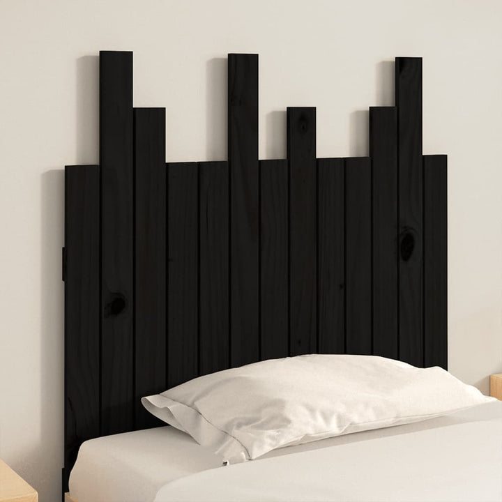 Hoofdbord wandmontage 82,5x3x80 cm massief grenenhout zwart