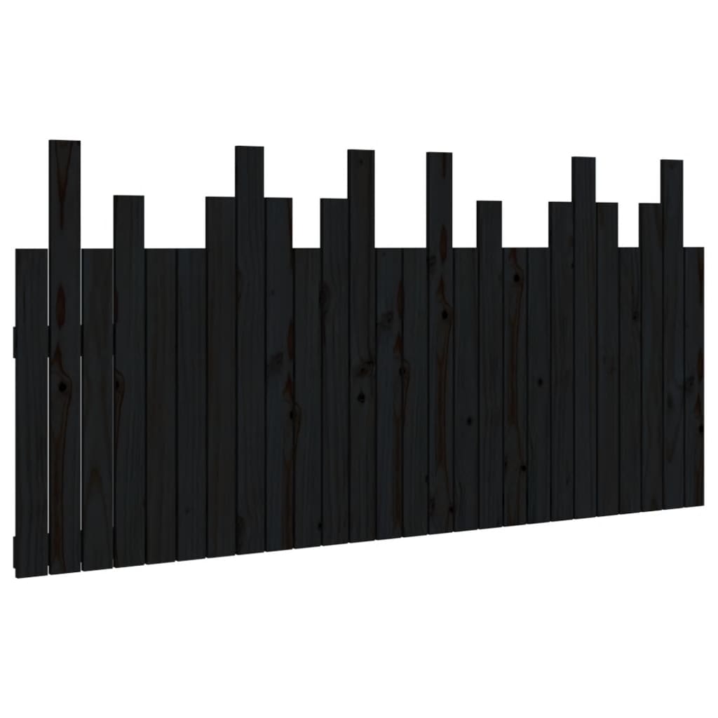 Hoofdbord wandmontage 166x3x80 cm massief grenenhout zwart