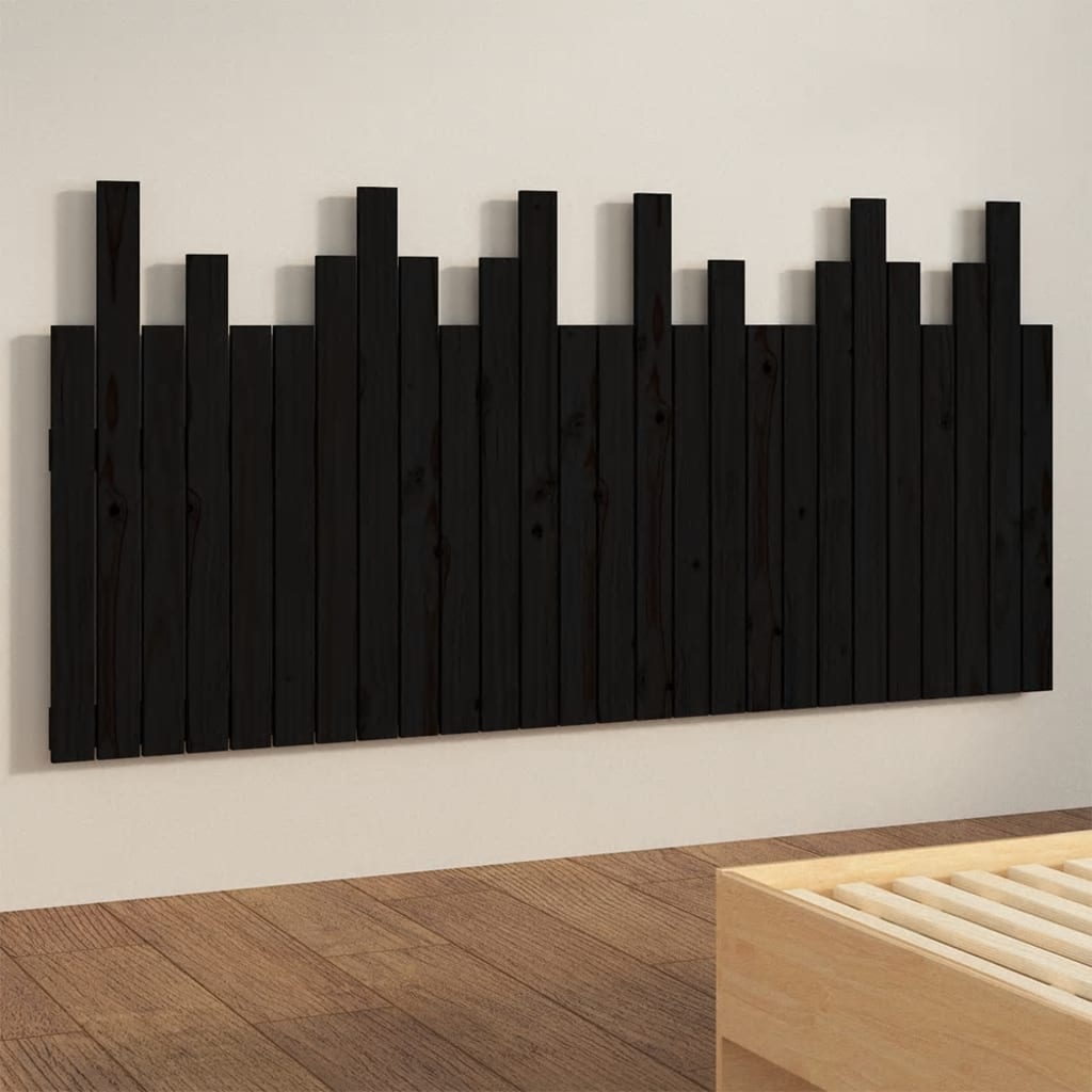 Hoofdbord wandmontage 166x3x80 cm massief grenenhout zwart
