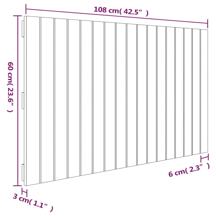 Wandhoofdbord 108x3x60 cm massief grenenhout zwart