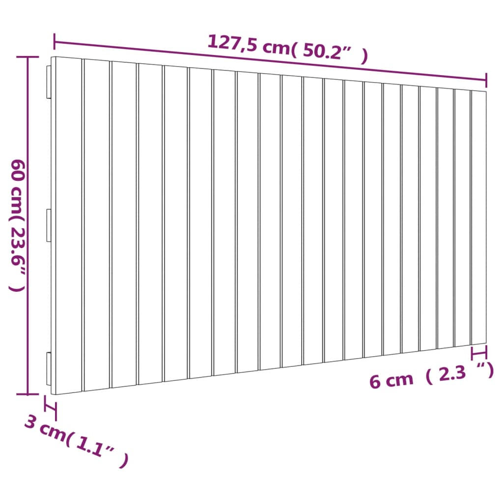 Wandhoofdbord 127,5x3x60 cm massief grenenhout