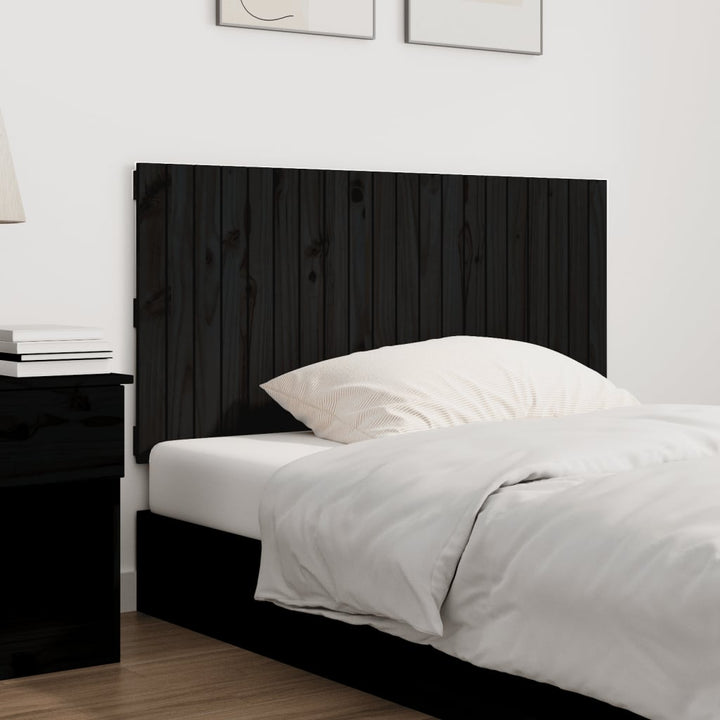 Wandhoofdbord 127,5x3x60 cm massief grenenhout zwart