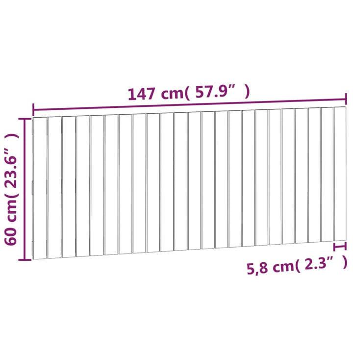 Wandhoofdbord 147x3x60 cm massief grenenhout wit