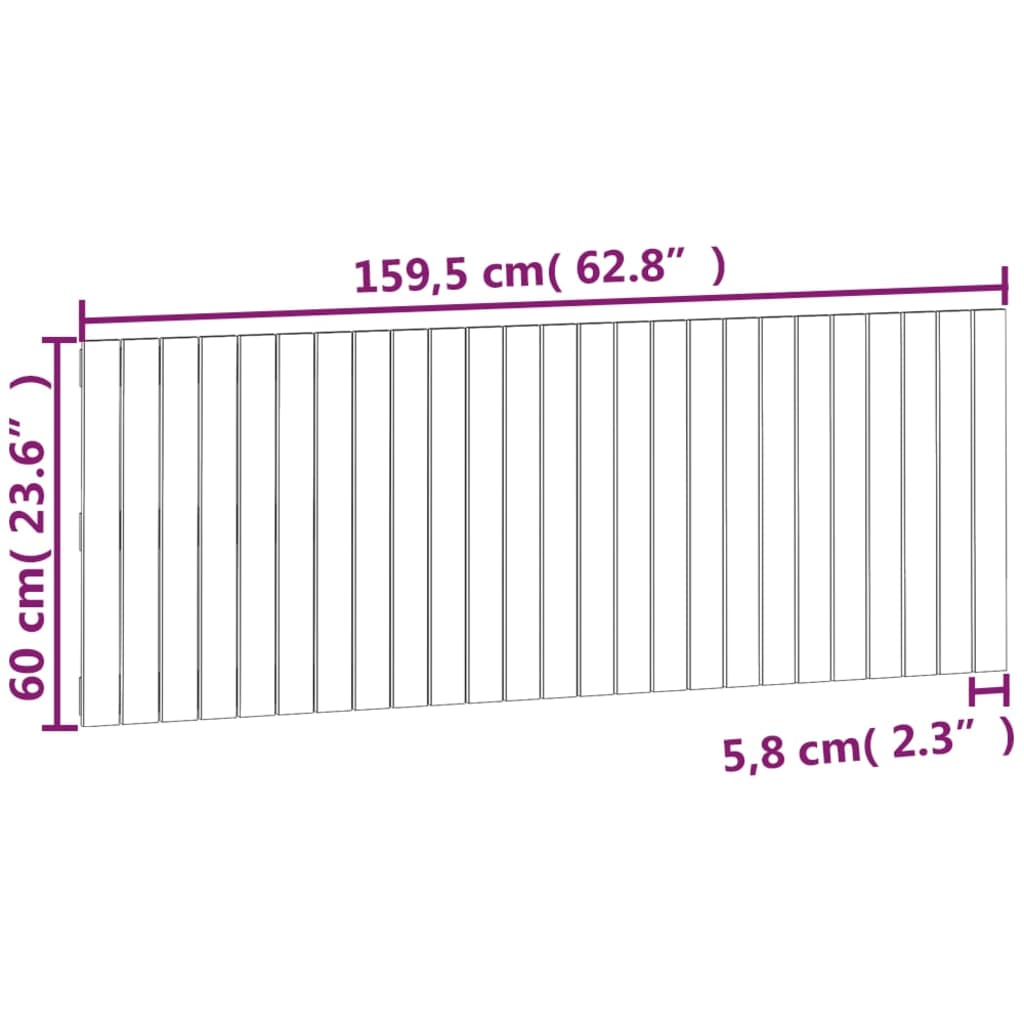 Wandhoofdbord 159,5x3x60 cm massief grenenhout zwart