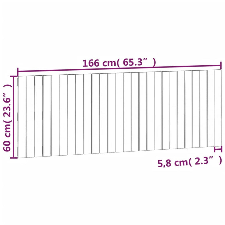 Wandhoofdbord 166x3x60 cm massief grenenhout wit