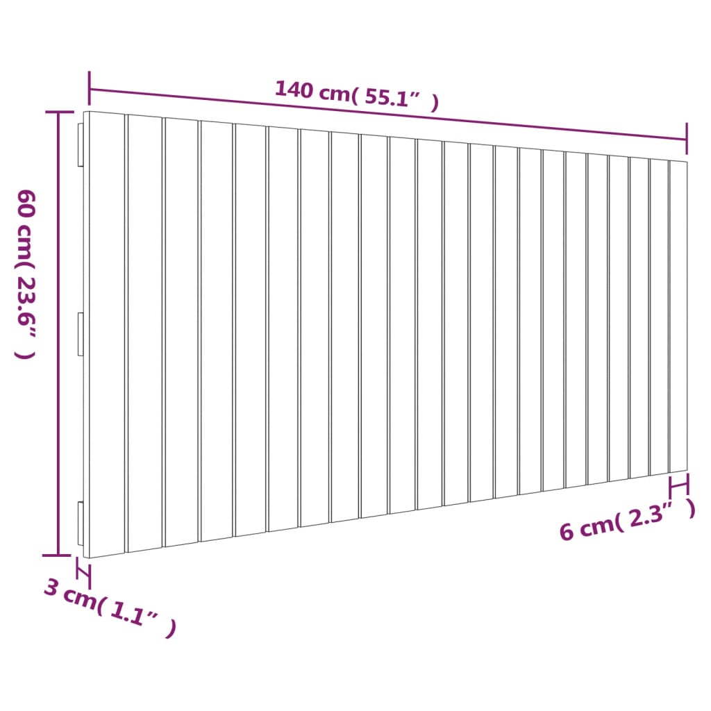 Wandhoofdbord 140x3x60 cm massief grenenhout honingbruin