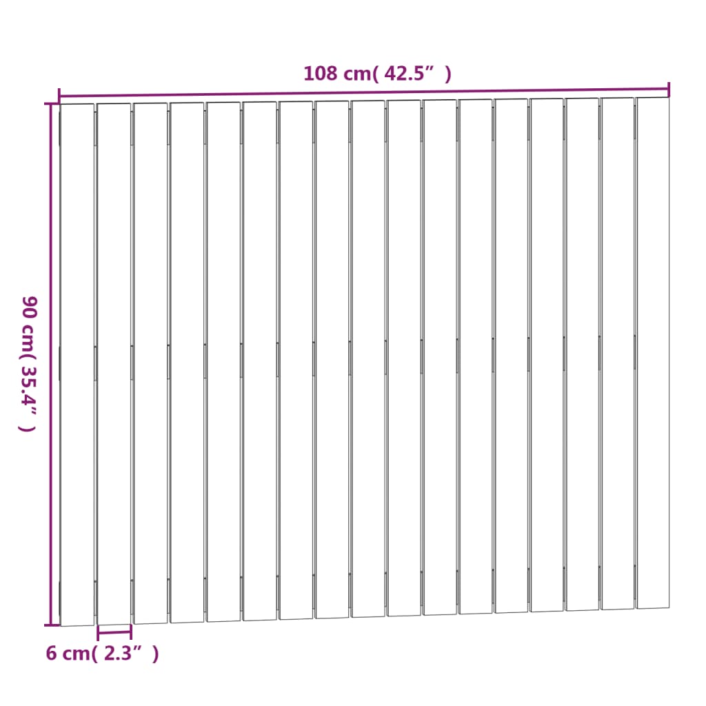 Wandhoofdbord 108x3x90 cm massief grenenhout wit