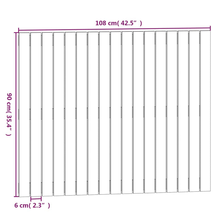 Wandhoofdbord 108x3x90 cm massief grenenhout grijs