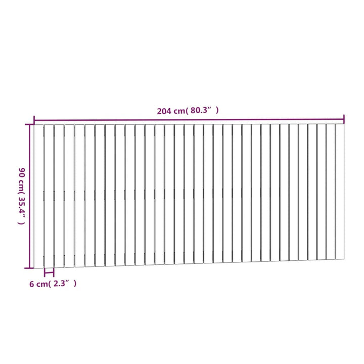 Wandhoofdbord 204x3x90 cm massief grenenhout wit