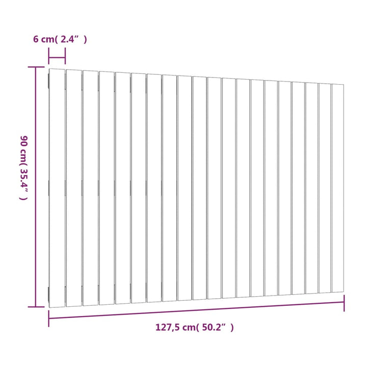 Wandhoofdbord 127,5x3x90 cm massief grenenhout grijs