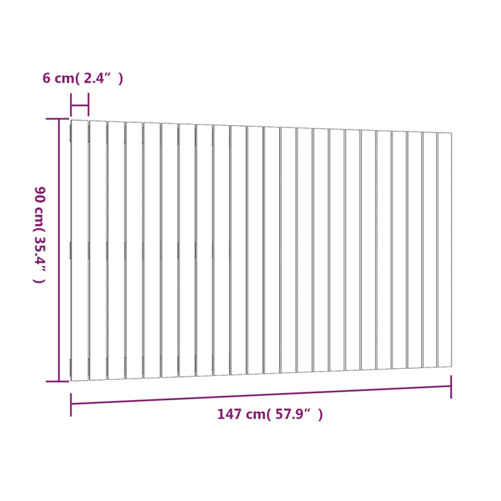 Wandhoofdbord 147x3x90 cm massief grenenhout grijs