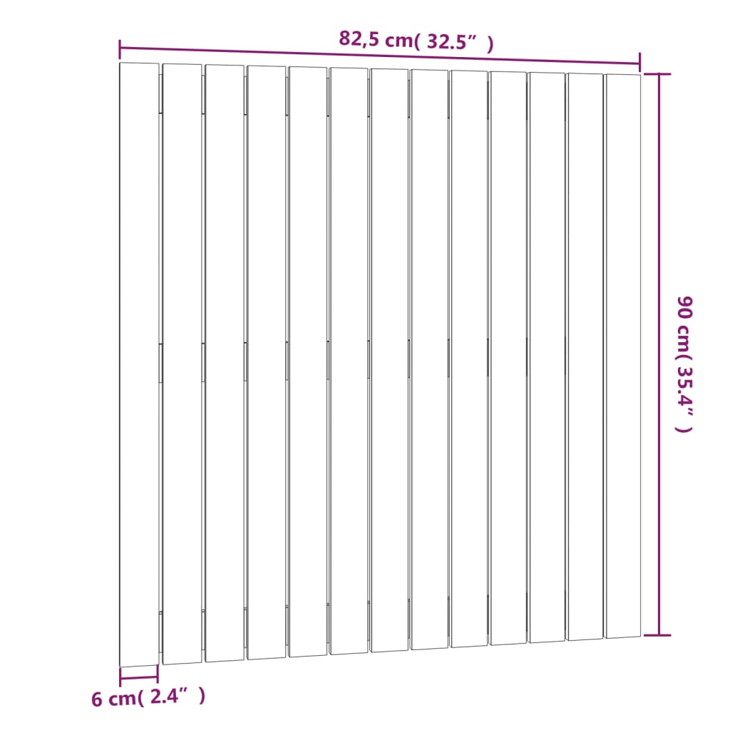 Wandhoofdbord 82,5x3x90 cm massief grenenhout