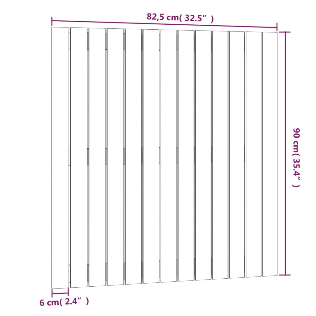 Wandhoofdbord 82,5x3x90 cm massief grenenhout zwart