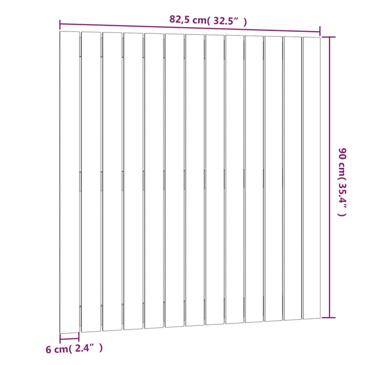 Wandhoofdbord 82,5x3x90 cm massief grenenhout zwart