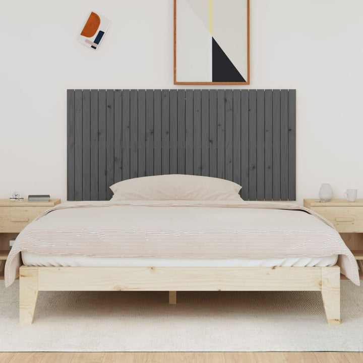Wandhoofdbord 185x3x90 cm massief grenenhout grijs