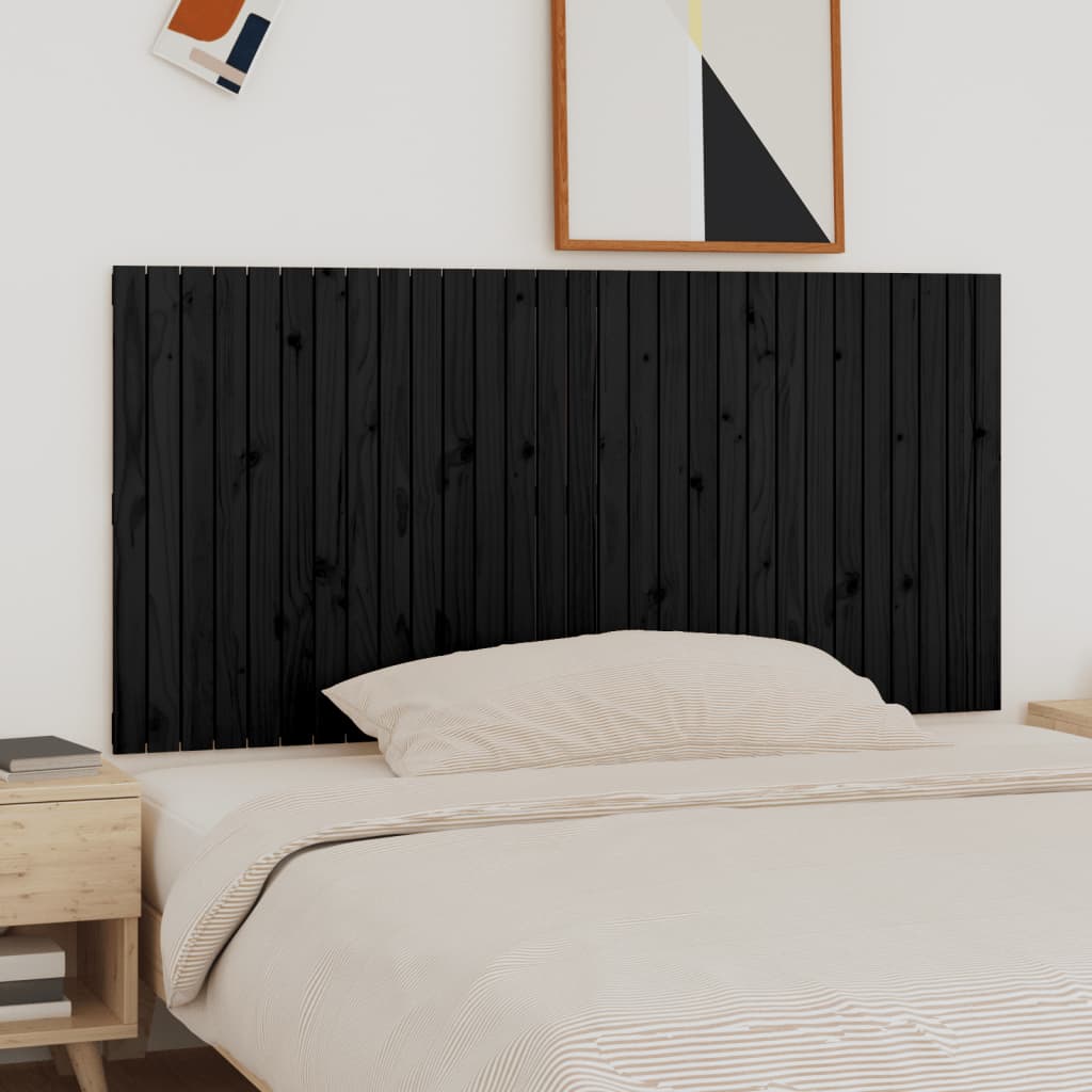 Wandhoofdbord 185x3x90 cm massief grenenhout zwart
